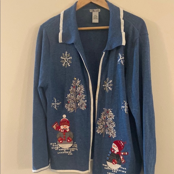 Blue Snowman Cardigan - Picture 1 of 6